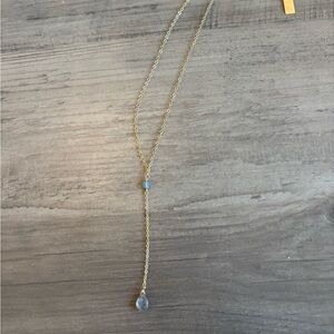Judith Bright Gold Necklace with Blue/Grey Gemstone